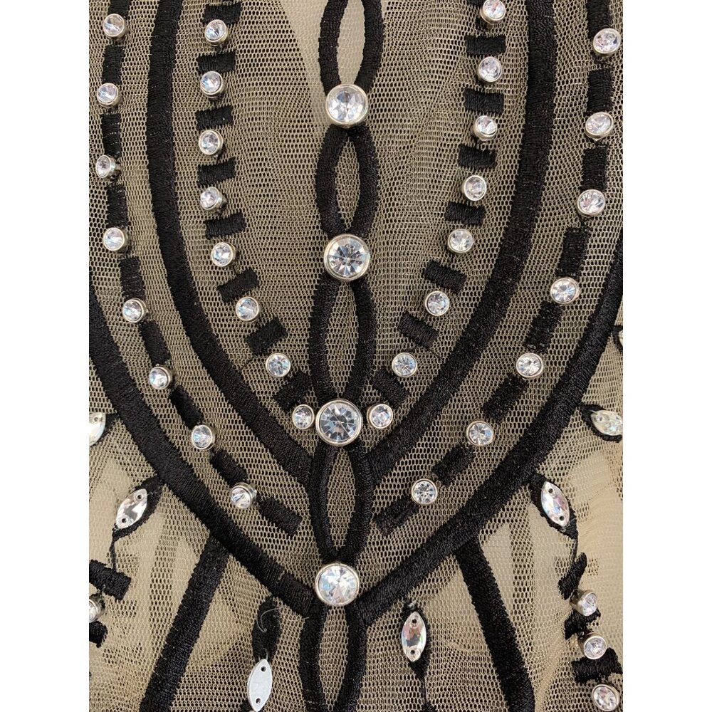 Cache Black Beaded Mesh & Jersey Evening Gown Size 8 RF10611 NWT $458 Formal - Picture 5 of 15